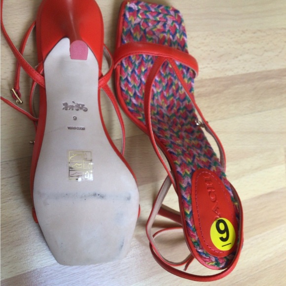 Coach Kaia Poppy Strappy Leather Sandal Rainbow - Picture 12 of 16